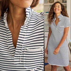 Frank & Eileen Lauren Navy French Stripe Triple Fleece Polo Mini Dress Size XS